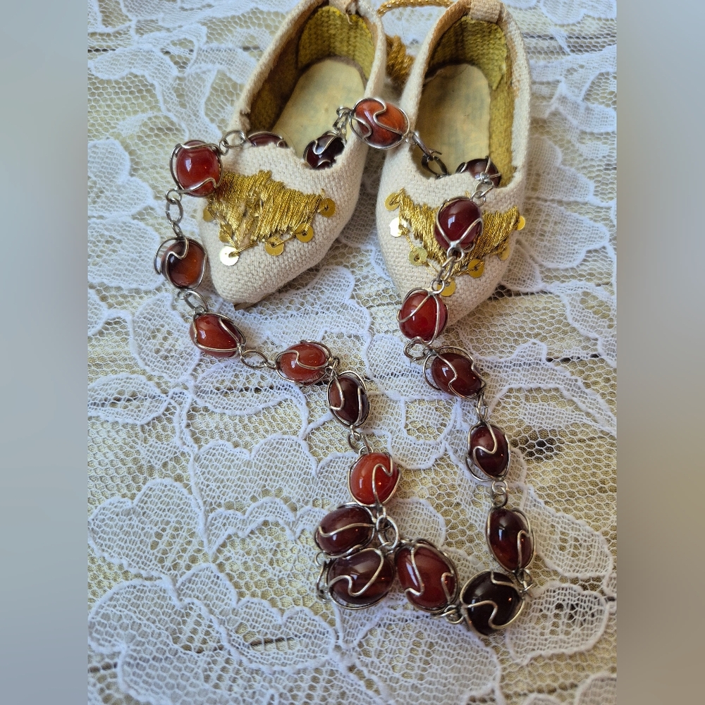 Vintage Caged Carnelian Beaded Necklace